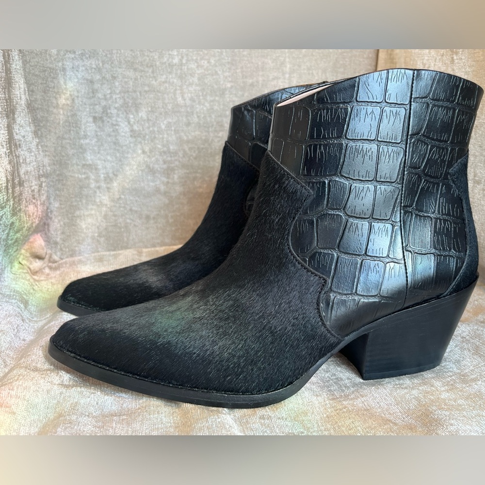 A&D Daughters Embossed Leather Block Booties